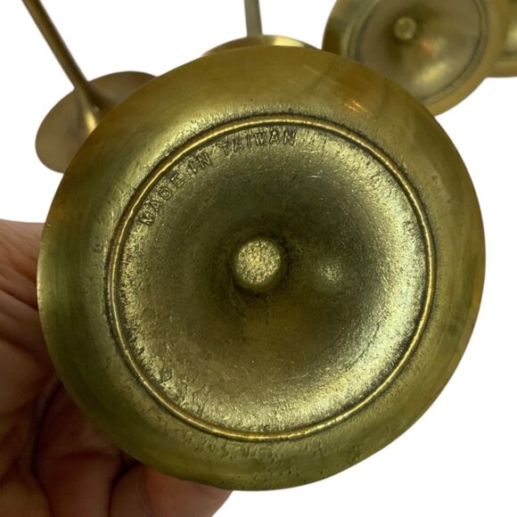 Brass Tapered Candle Holders Sticks Set Of 7 Made In Taiwan Vintage Mid Century - Picture 4 of 4